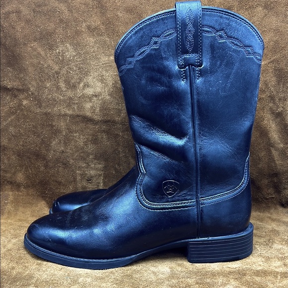 Ariat Black Leather Roper Boots - Picture 1 of 8